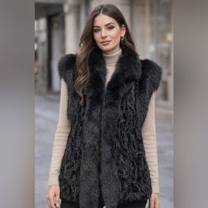 Vintage Custom-Made Fur Jacket with Detachable Leather Sleeves